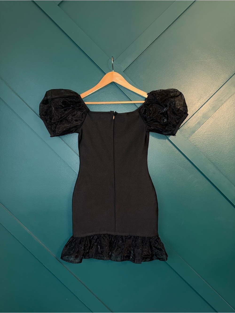 Black Puff Sleeve Mini Dress Cottagecore Romantic Coquette Goth Chic Party - Picture 3 of 6